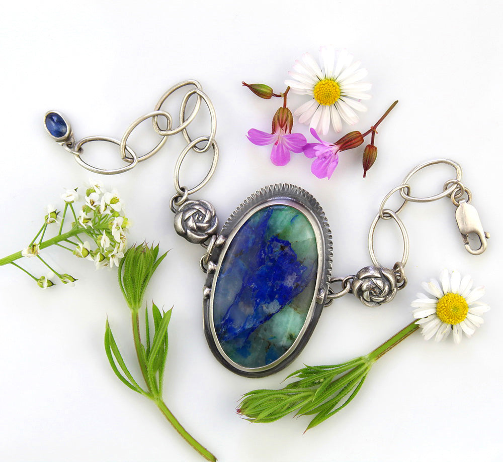 The Sea of Dreams - Azurite Malachite Sterling Silver Bracelet