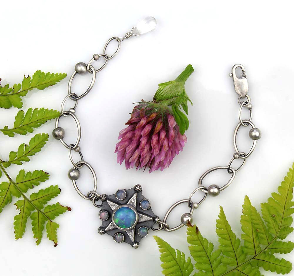 Starry Night - Ethiopian Opal Sterling Silver Bracelet