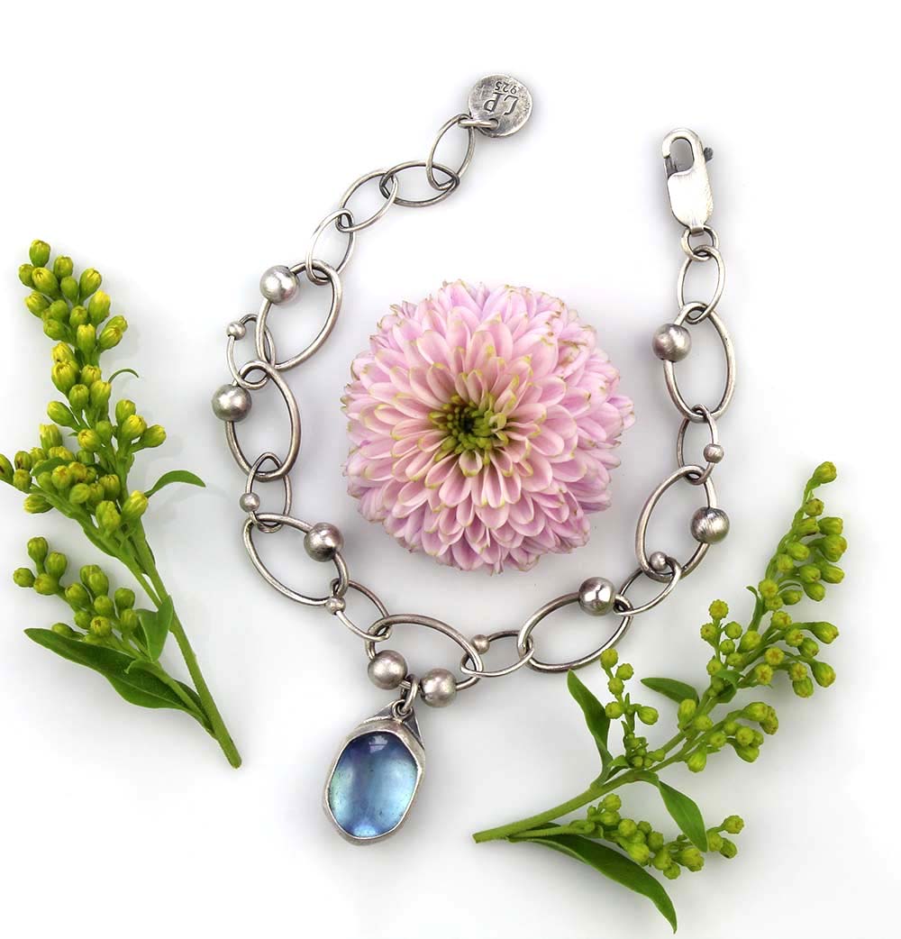 Resting on the Shore - Aquamarine Sterling Silver Bracelet