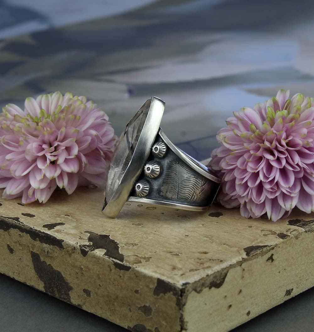 The Light of a Galaxy - Tourmalated Quartz Sterling Silver Ring
