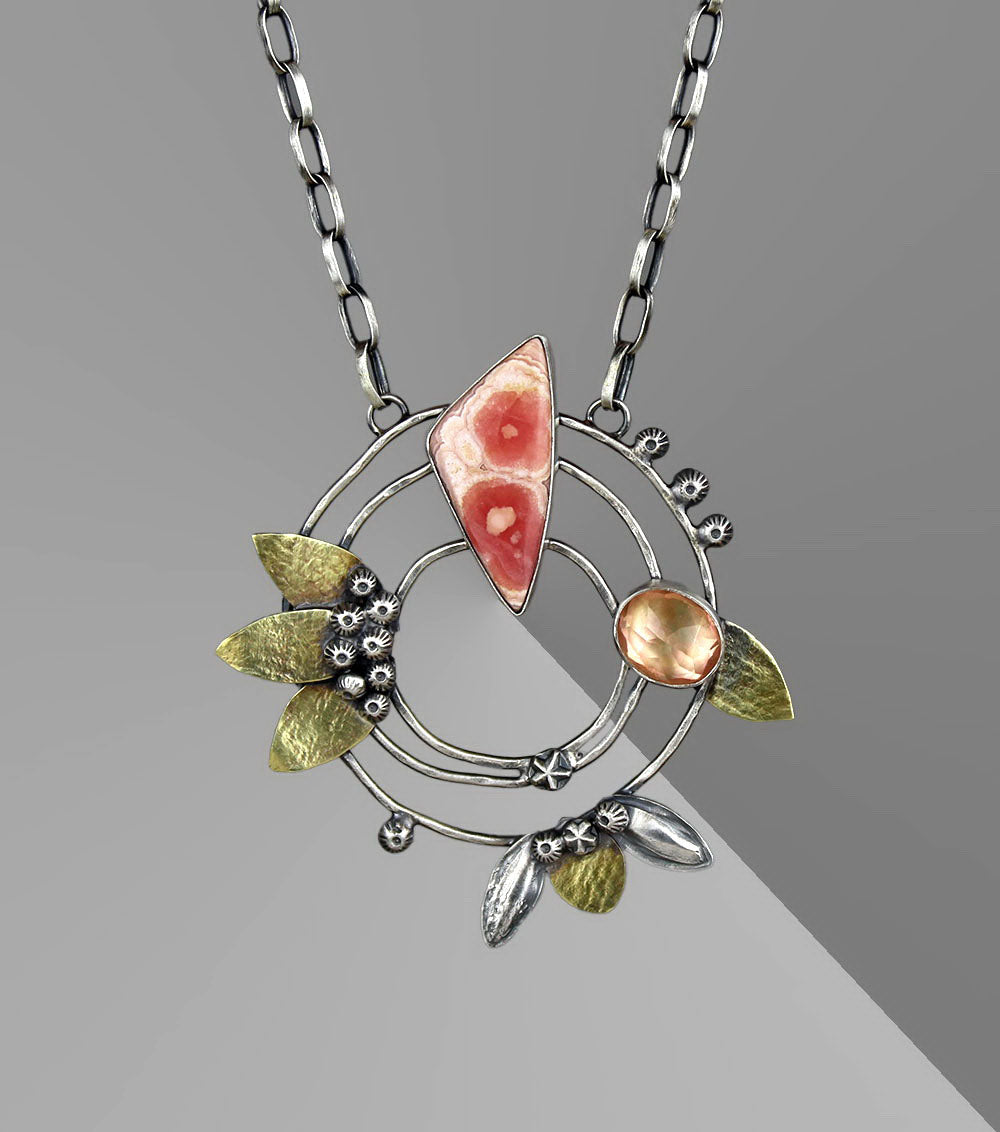 The Dawn - Rhodochrosite Sterling Silver Necklace