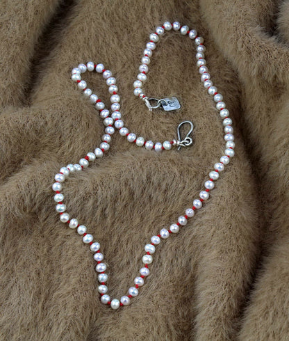 A Softer Heart - Freshwater Pearl Beaded Silk Knotted Necklace
