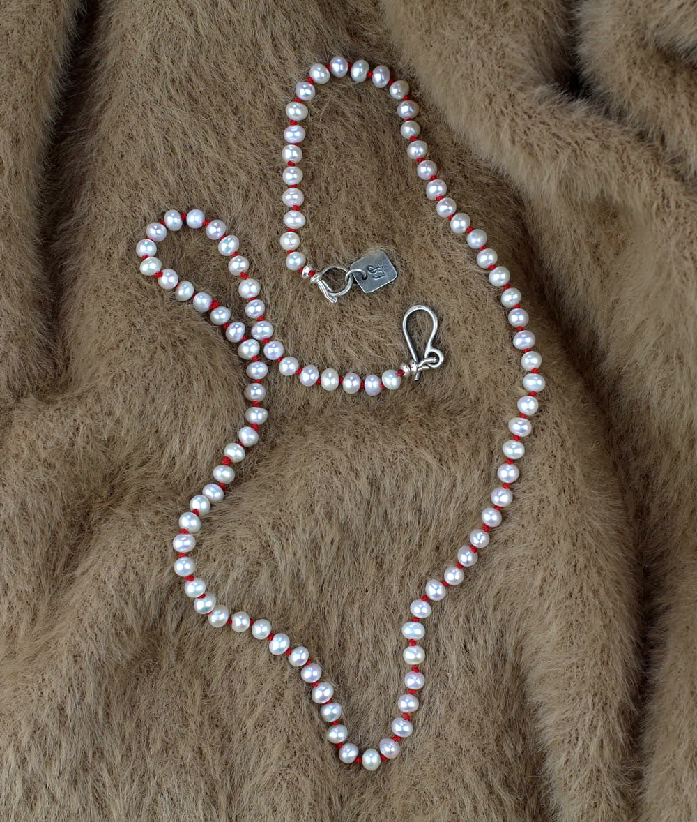 A Softer Heart - Freshwater Pearl Beaded Silk Knotted Necklace