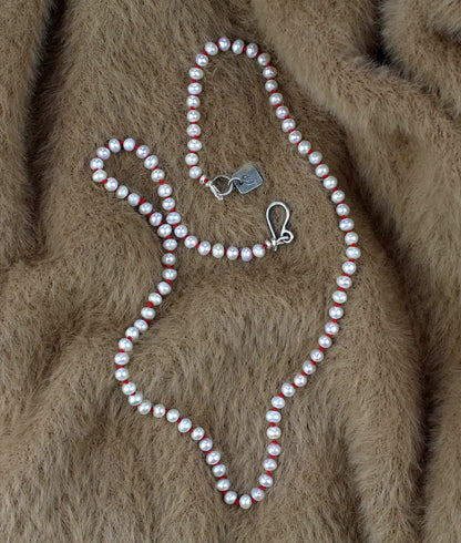 A Softer Heart - Freshwater Pearl Beaded Silk Knotted Necklace