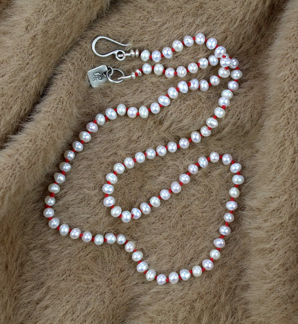 A Softer Heart - Freshwater Pearl Beaded Silk Knotted Necklace