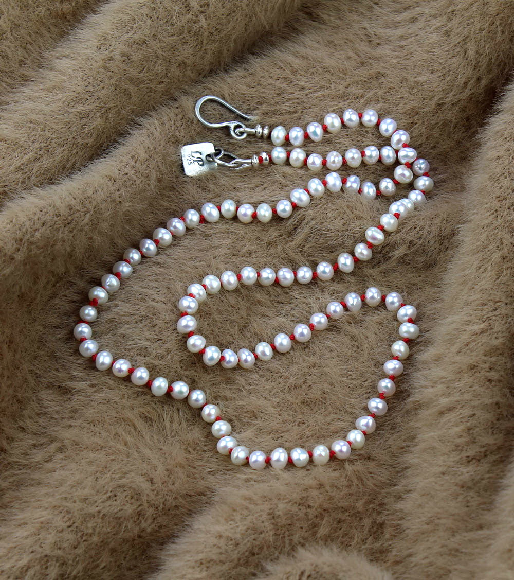 A Softer Heart - Freshwater Pearl Beaded Silk Knotted Necklace