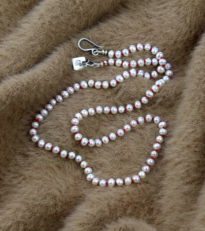 A Softer Heart - Freshwater Pearl Beaded Silk Knotted Necklace