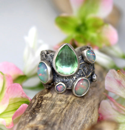 Life in the Light - Fluorite and Ethiopian Opal Sterling Silver Ring