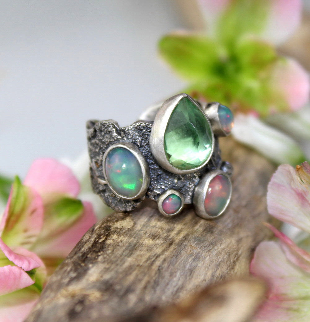 Life in the Light - Fluorite and Ethiopian Opal Sterling Silver Ring