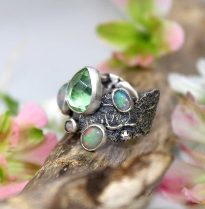 Life in the Light - Fluorite and Ethiopian Opal Sterling Silver Ring