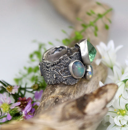 Life in the Light - Fluorite and Ethiopian Opal Sterling Silver Ring