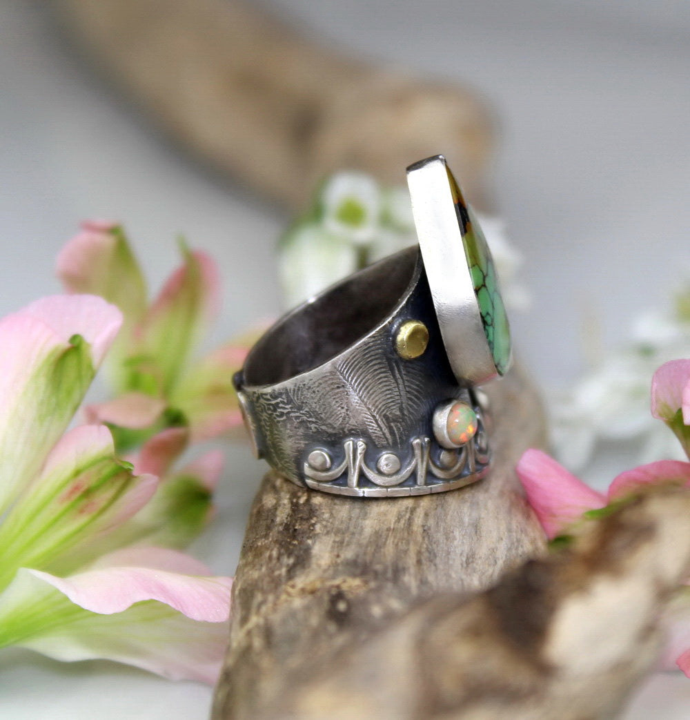 Emergence of Life - Hubei Turquoise Sterling Silver Ring