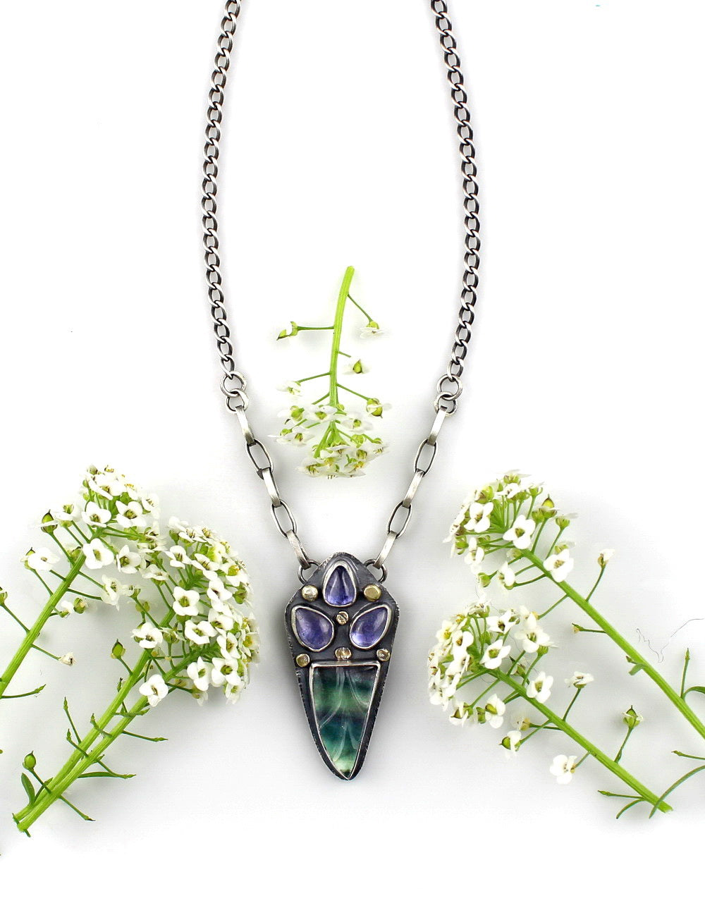 Life in the Light - Fluorite and Tanzanite Sterling Silver Necklace