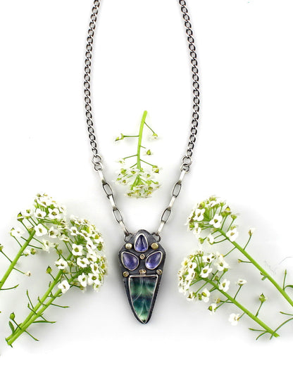 Life in the Light - Fluorite and Tanzanite Sterling Silver Necklace