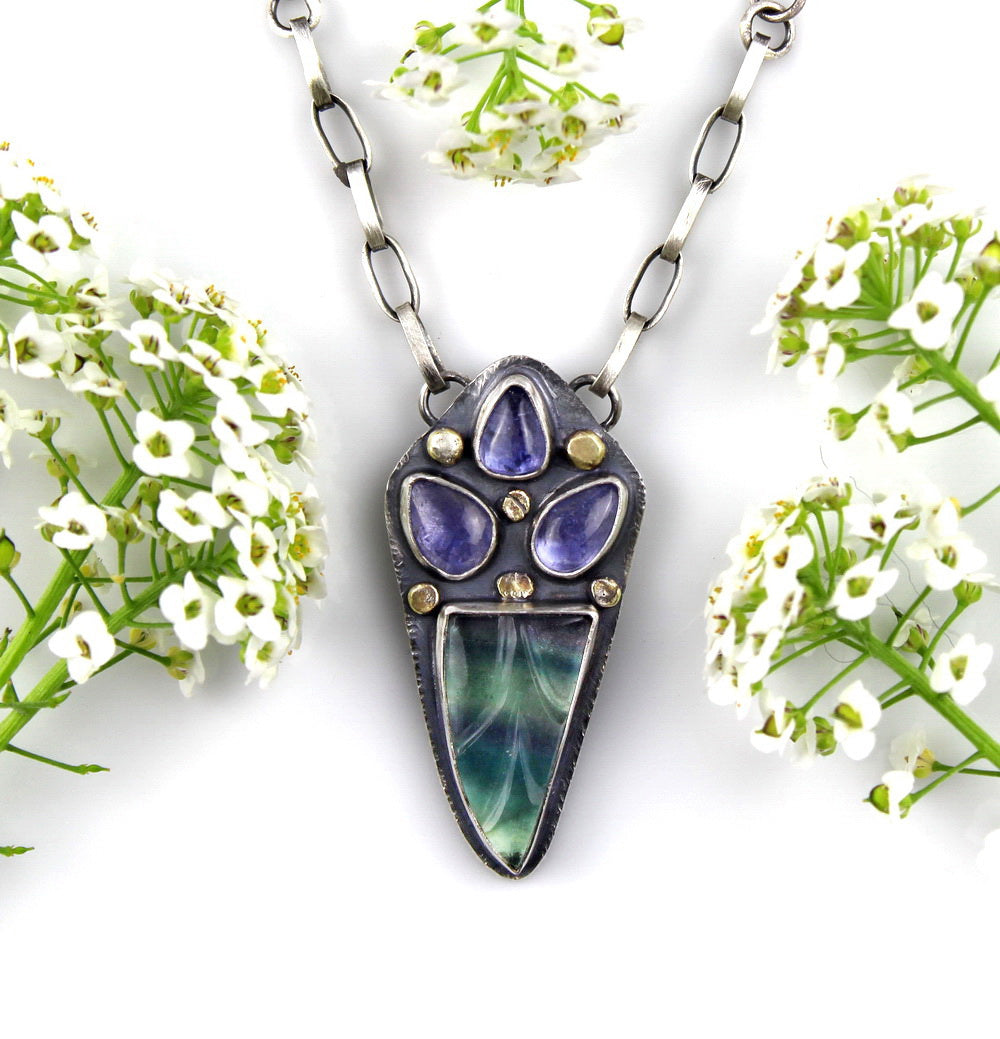 Life in the Light - Fluorite and Tanzanite Sterling Silver Necklace