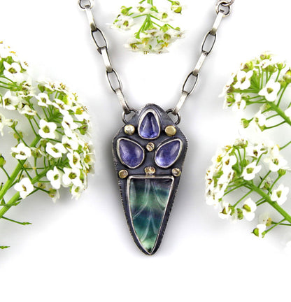 Life in the Light - Fluorite and Tanzanite Sterling Silver Necklace