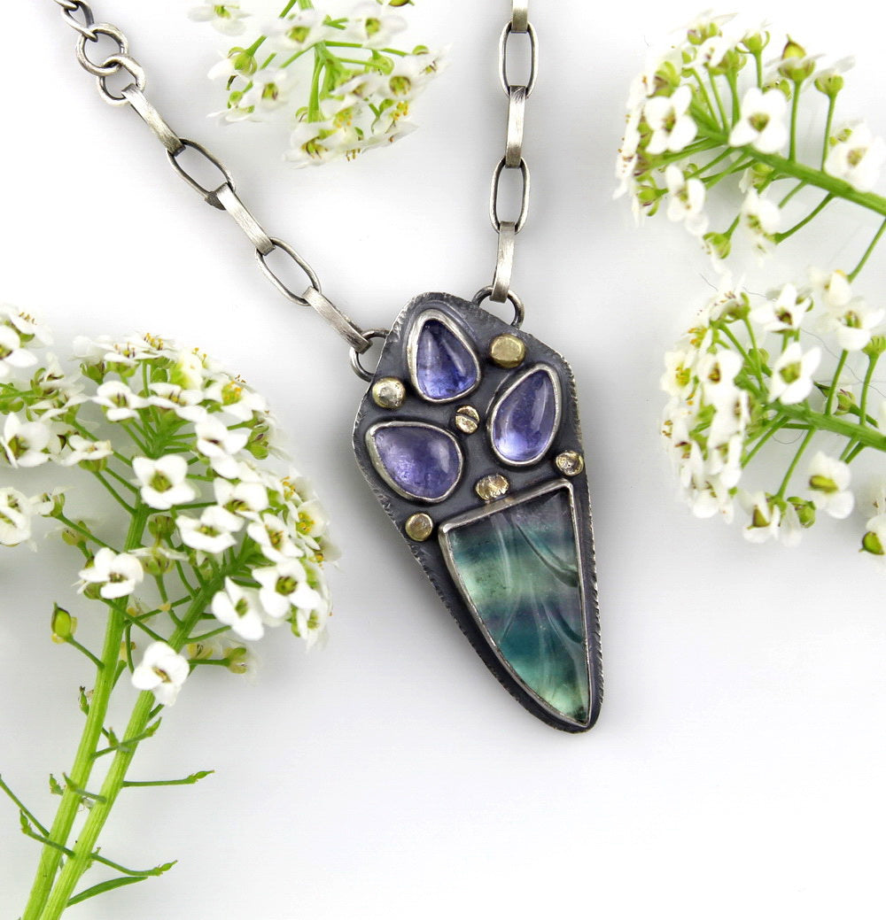 Life in the Light - Fluorite and Tanzanite Sterling Silver Necklace