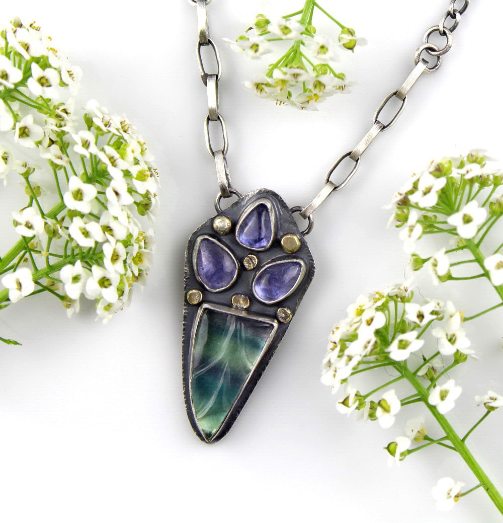 Life in the Light - Fluorite and Tanzanite Sterling Silver Necklace