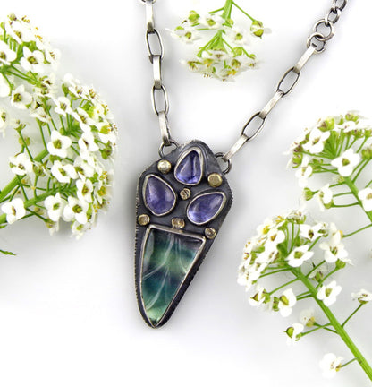 Life in the Light - Fluorite and Tanzanite Sterling Silver Necklace