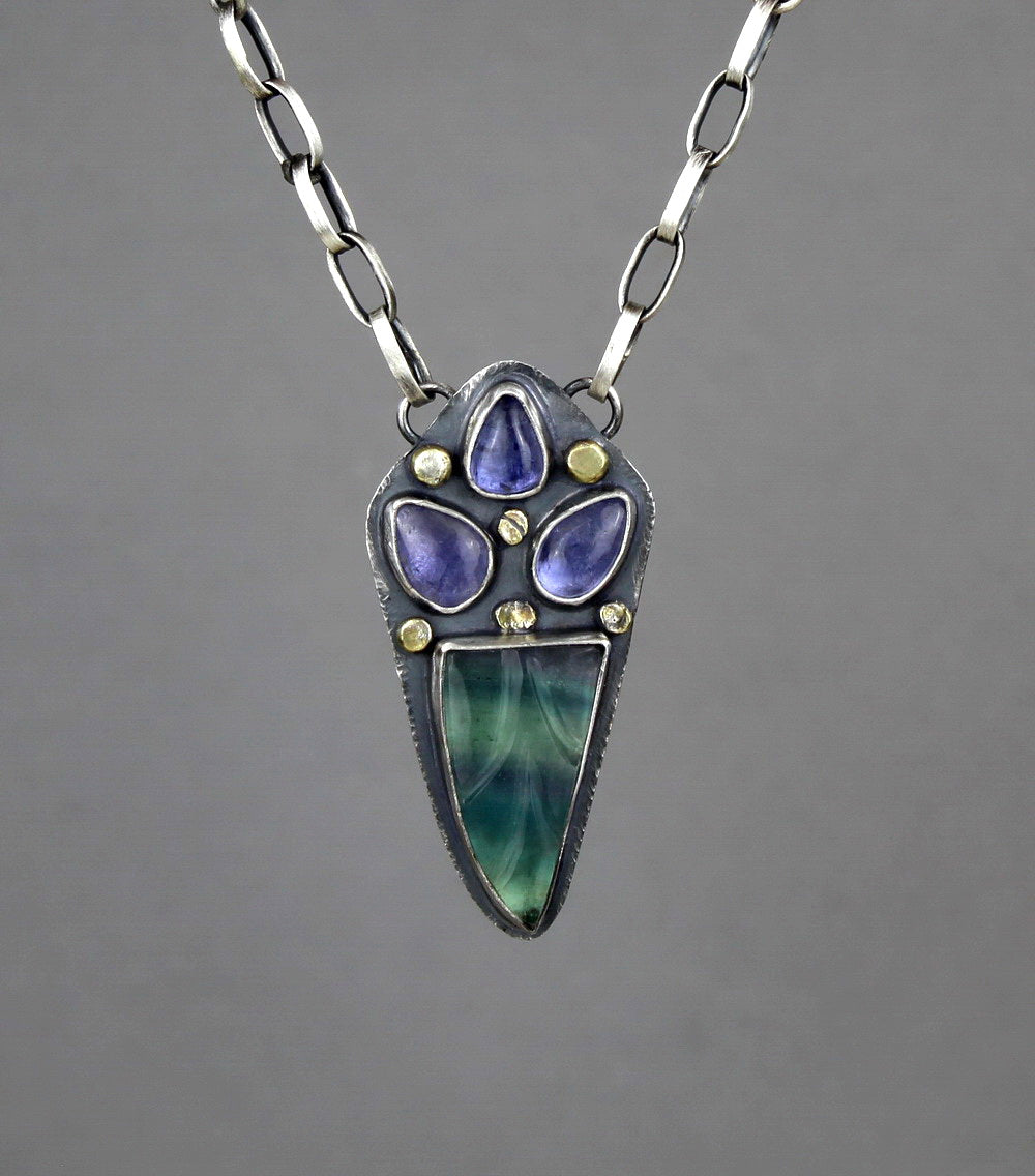 Life in the Light - Fluorite and Tanzanite Sterling Silver Necklace