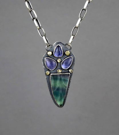 Life in the Light - Fluorite and Tanzanite Sterling Silver Necklace