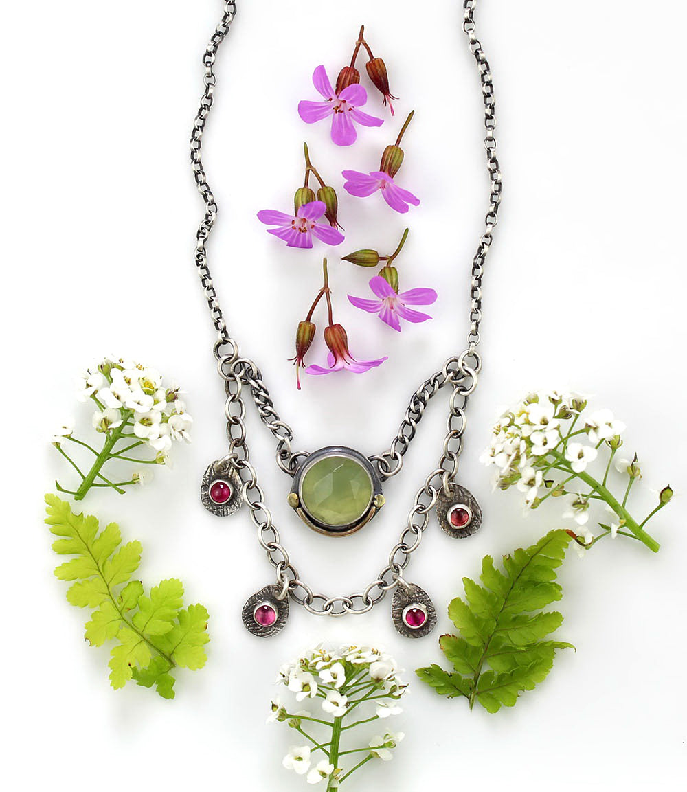 The Life Within - Prehnite and Tourmaline Sterling Silver Necklace