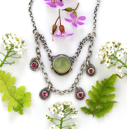 The Life Within - Prehnite and Tourmaline Sterling Silver Necklace