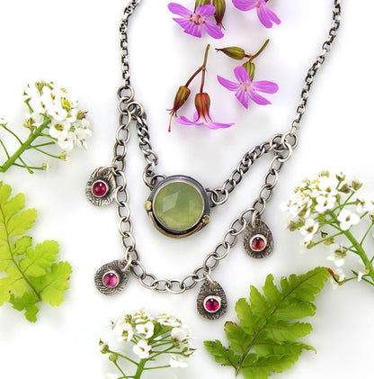 The Life Within - Prehnite and Tourmaline Sterling Silver Necklace