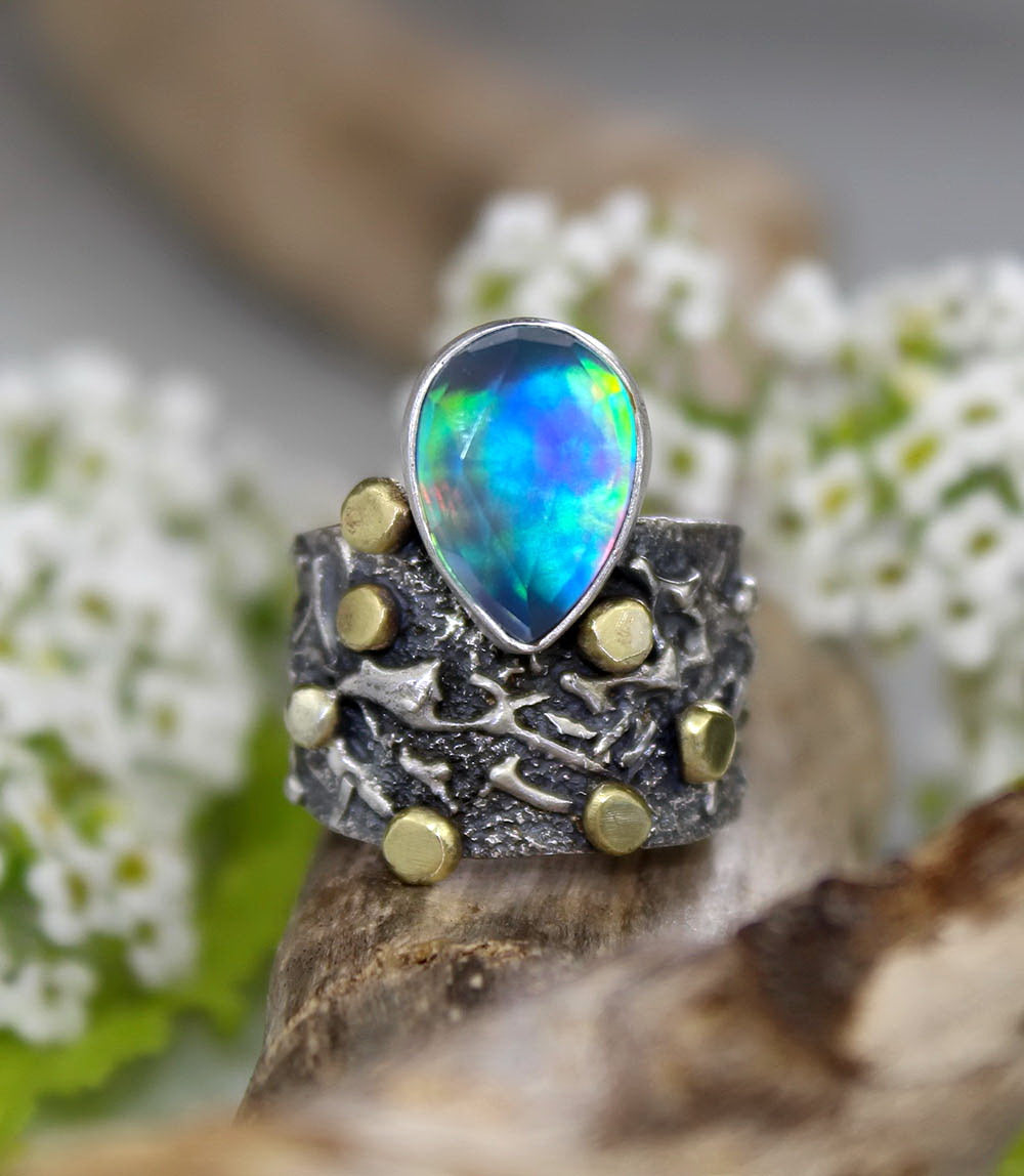 Beneath the Aurora - Aurora Opal Sterling Silver Ring