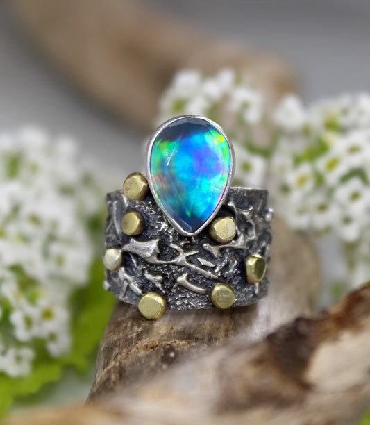 Beneath the Aurora - Aurora Opal Sterling Silver Ring