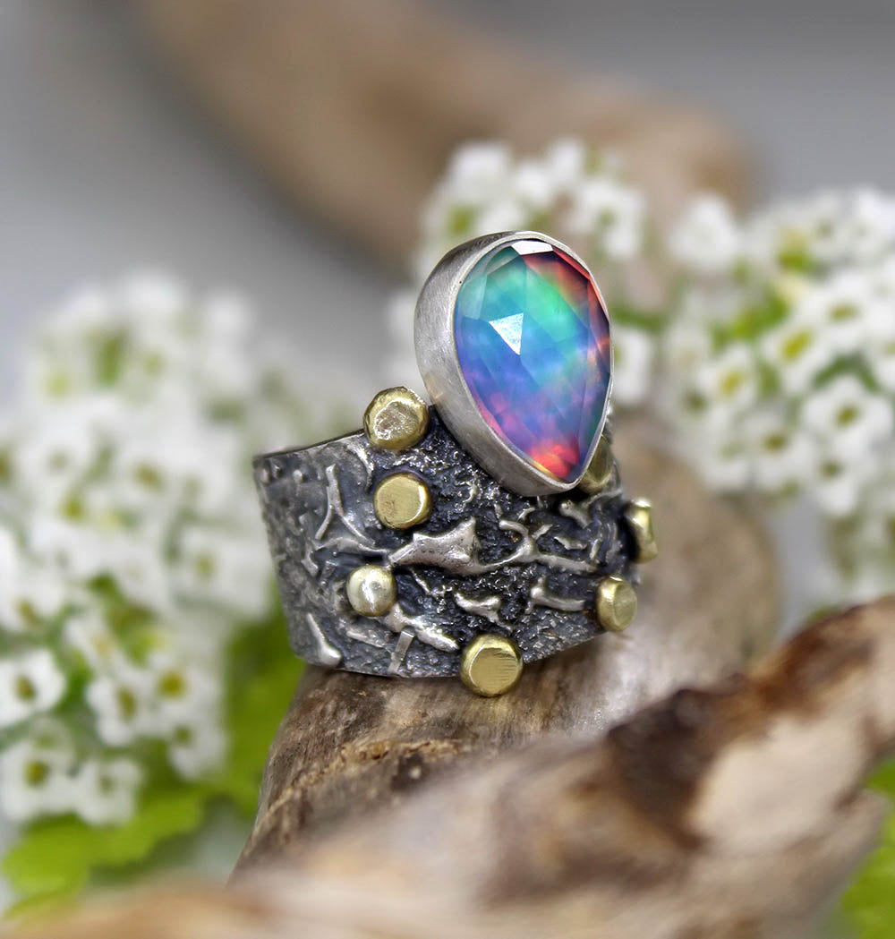 Beneath the Aurora - Aurora Opal Sterling Silver Ring