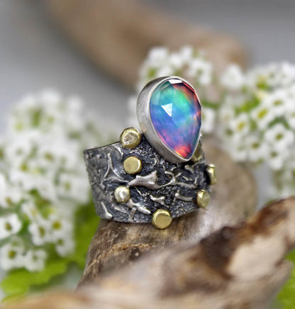 Beneath the Aurora - Aurora Opal Sterling Silver Ring