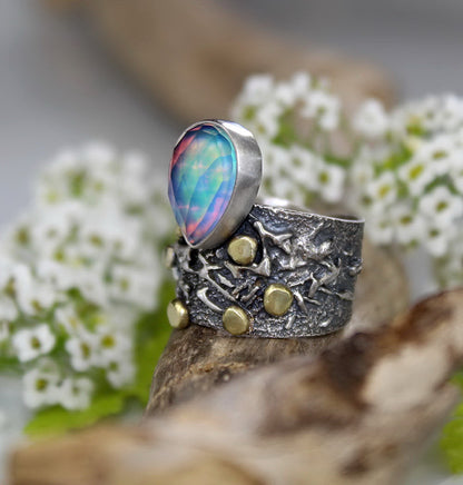 Beneath the Aurora - Aurora Opal Sterling Silver Ring