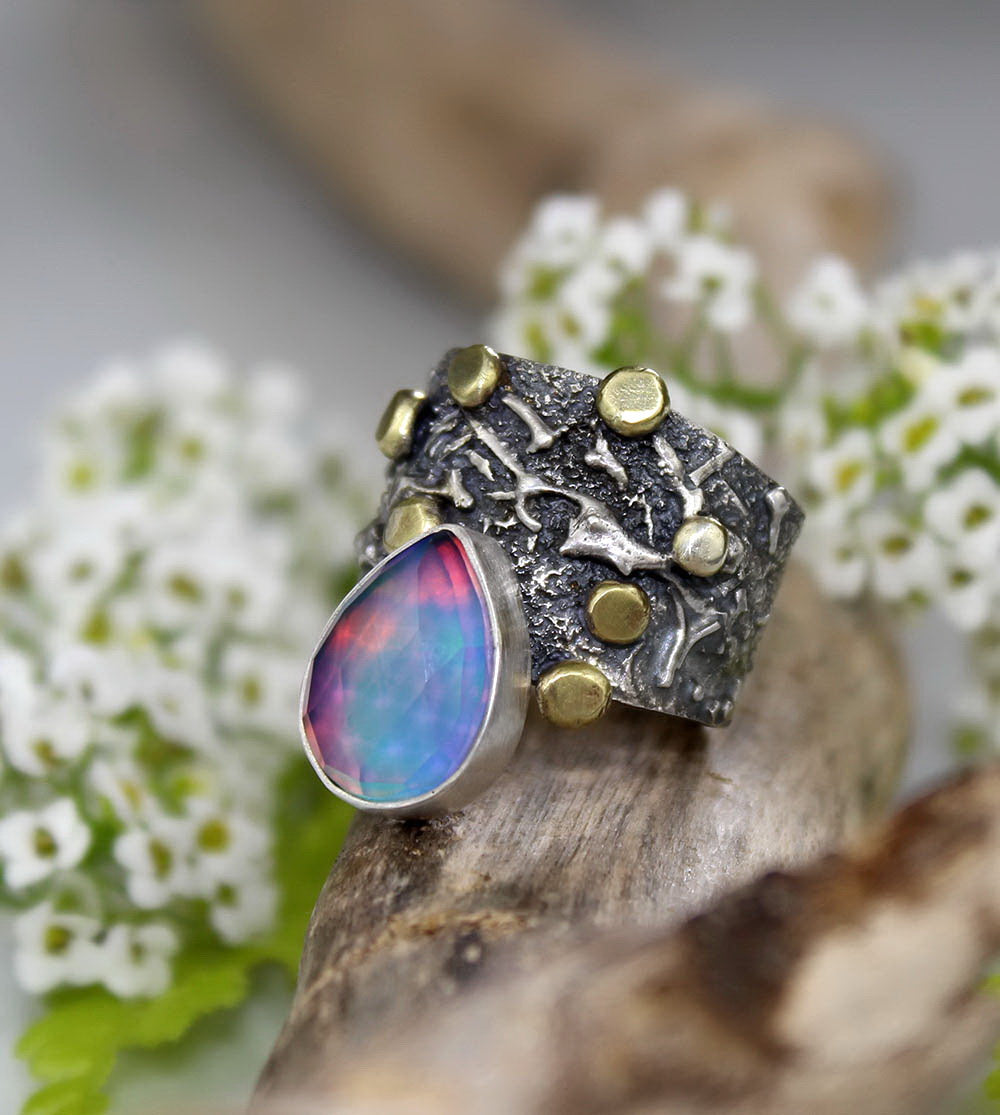 Beneath the Aurora - Aurora Opal Sterling Silver Ring