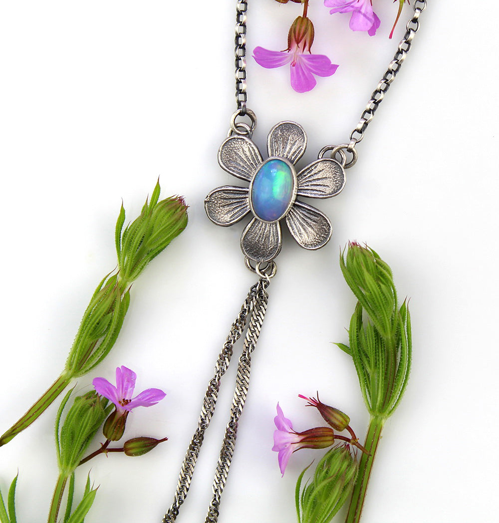 The Starflower - Ethiopian Opal Sterling Silver Necklace