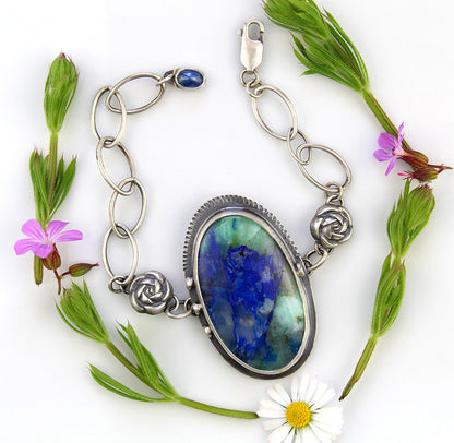 The Sea of Dreams - Azurite Malachite Sterling Silver Bracelet