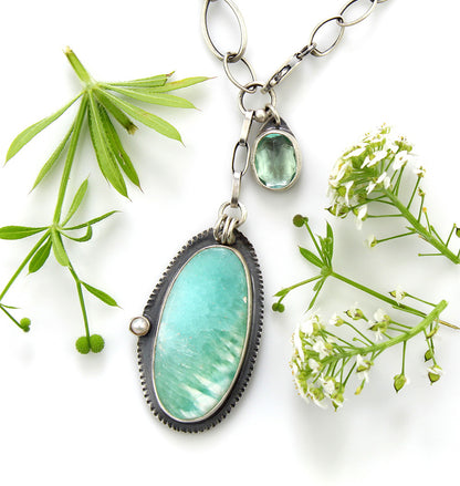 Soul Shield - Hemimorphite and Fluorite Sterling Silver Necklace