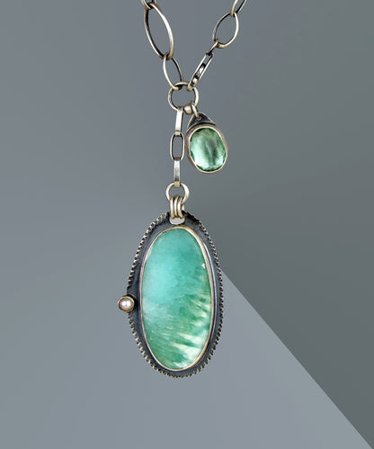 Soul Shield - Hemimorphite and Fluorite Sterling Silver Necklace