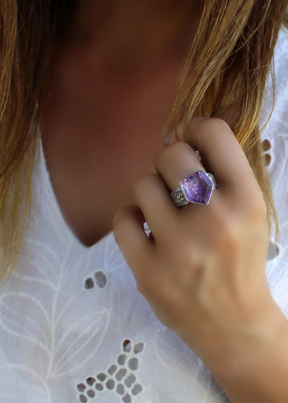 Royal Blossom - Amethyst Sterling Silver Ring