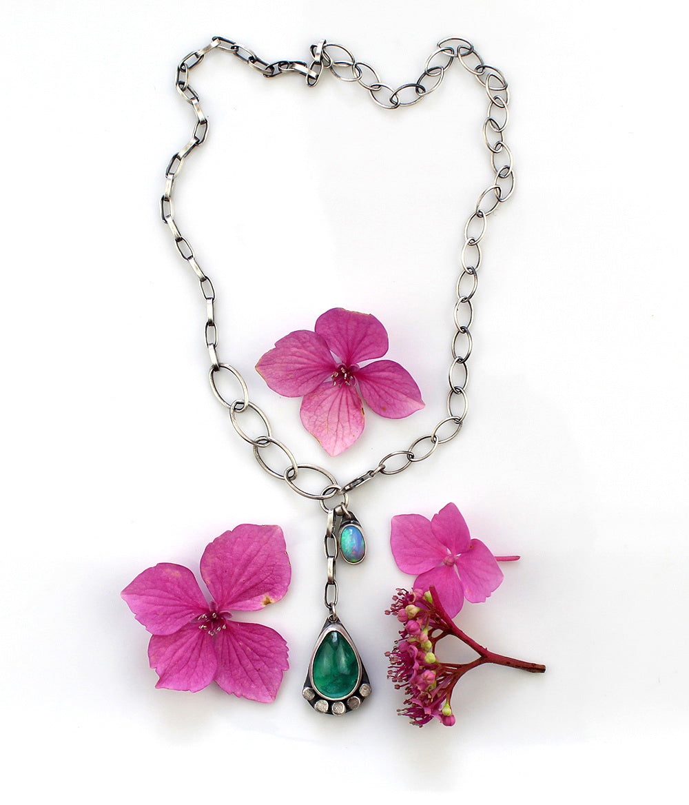 Pool of Positivity - Fluorite and Ethiopian Opal Sterling Silver Necklace