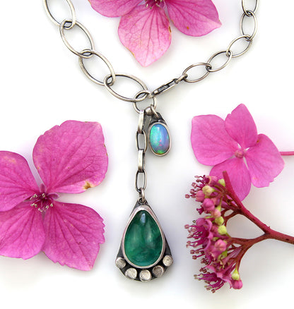 Pool of Positivity - Fluorite and Ethiopian Opal Sterling Silver Necklace