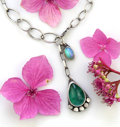 Pool of Positivity - Fluorite and Ethiopian Opal Sterling Silver Necklace