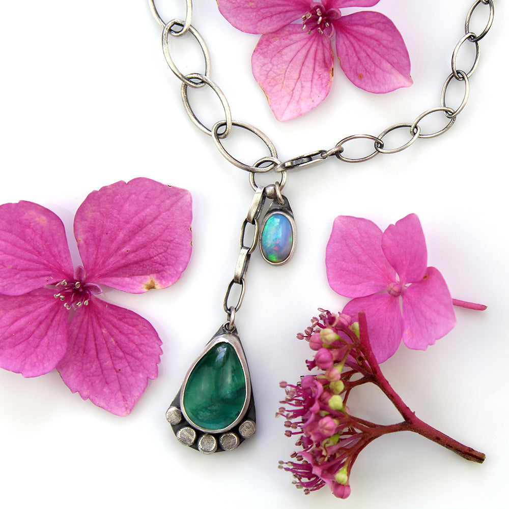 Pool of Positivity - Fluorite and Ethiopian Opal Sterling Silver Necklace