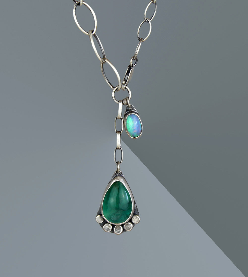 Pool of Positivity - Fluorite and Ethiopian Opal Sterling Silver Necklace