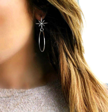 Bliss Among the Stars - Freshwater Pearl Sterling Silver Hoop Earrings