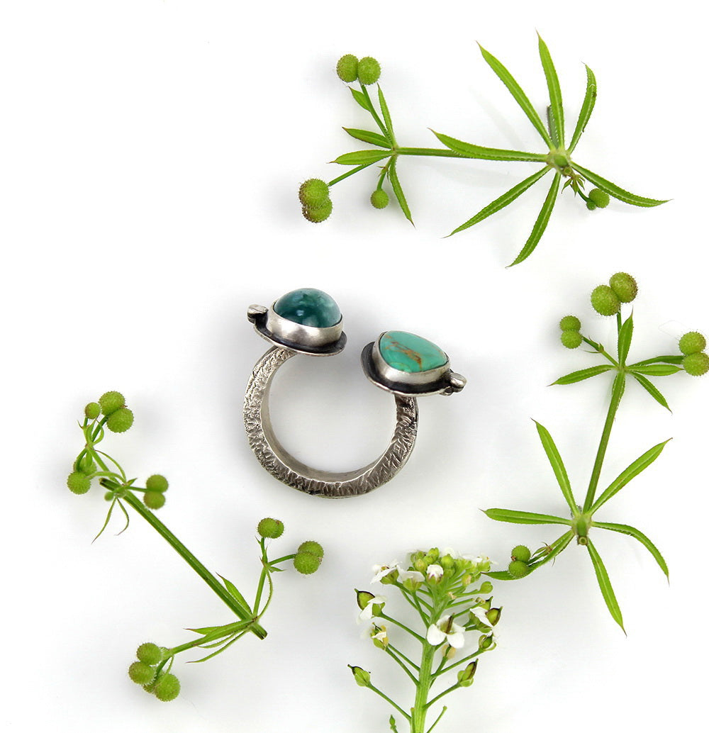 Pool of Positivity - Turquoise and Kyanite Sterling Silver Ring