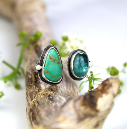 Pool of Positivity - Turquoise and Kyanite Sterling Silver Ring