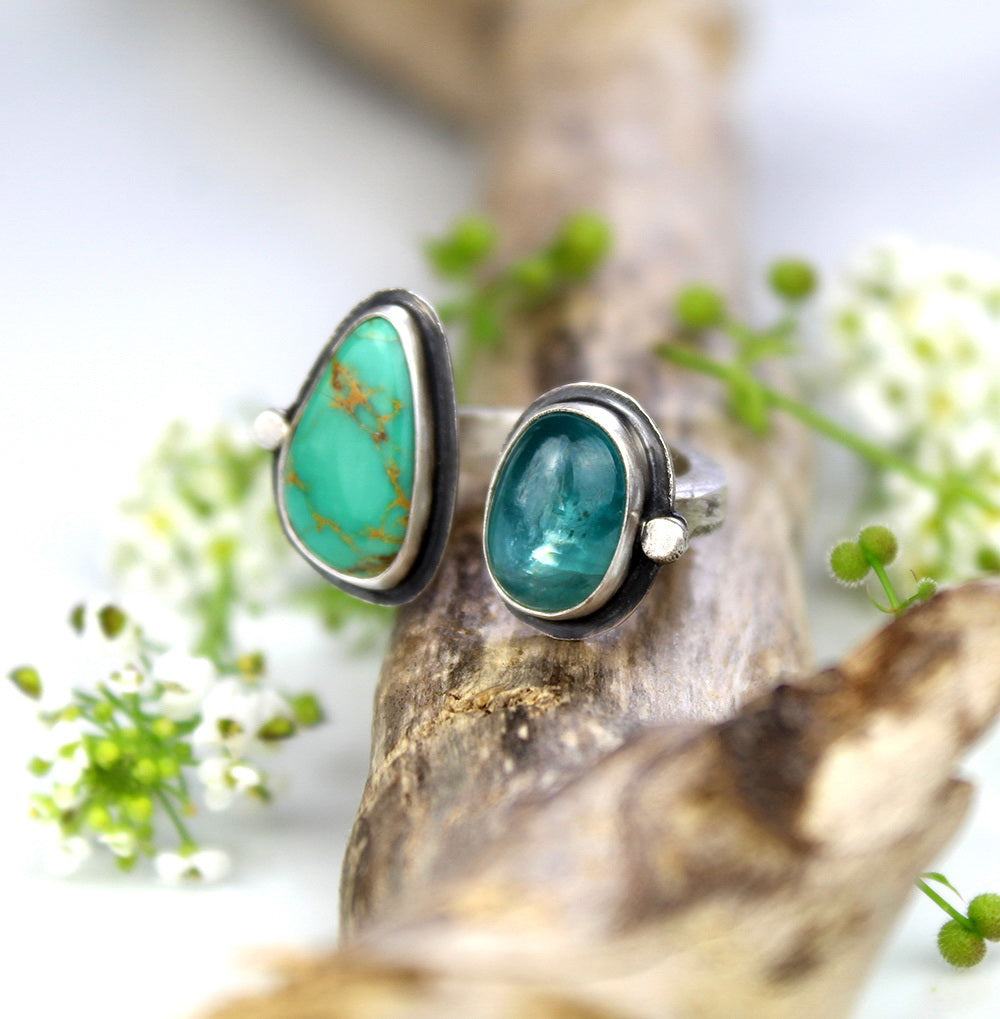 Pool of Positivity - Turquoise and Kyanite Sterling Silver Ring