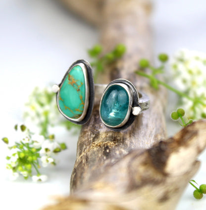 Pool of Positivity - Turquoise and Kyanite Sterling Silver Ring