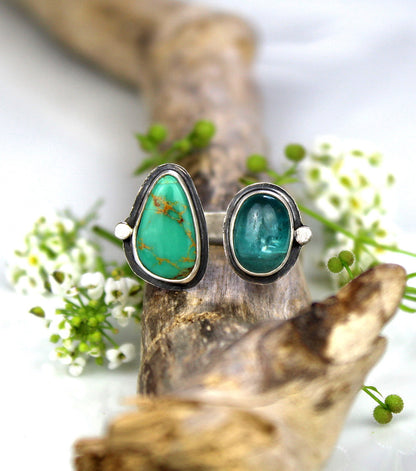 Pool of Positivity - Turquoise and Kyanite Sterling Silver Ring
